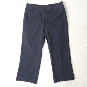 Y2K New York‎ & Company Pinstripe Trouser Cropped Pants Size 2 Navy Blue Stretch